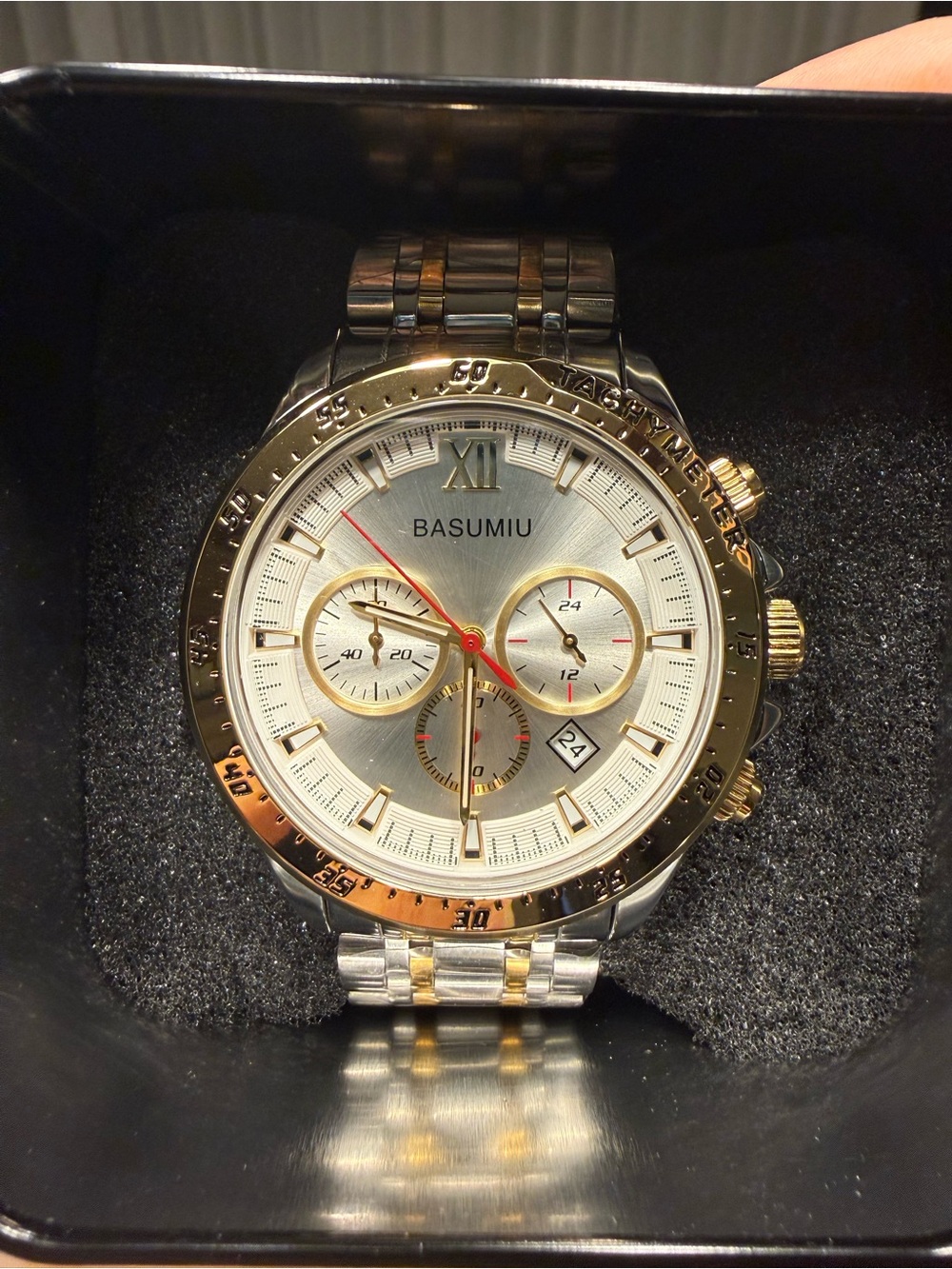 Two-Tone Silver and Gold Chronograph Men's Watch